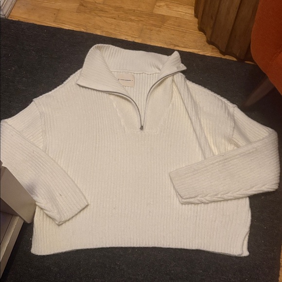 Lucky Brand Cream Ribbed Half-Zip Sweater - Picture 8 of 10